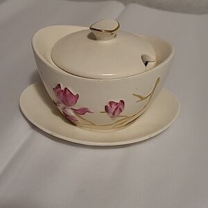 🌸Vintage Carlton Ware Magnolia Preserve Pot with Stand 2515 1960s